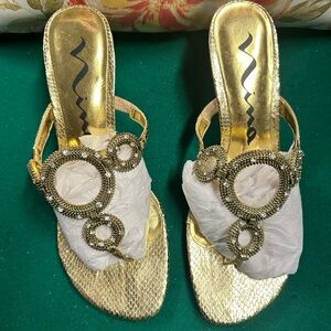 Nina Gold Embellished Sandals